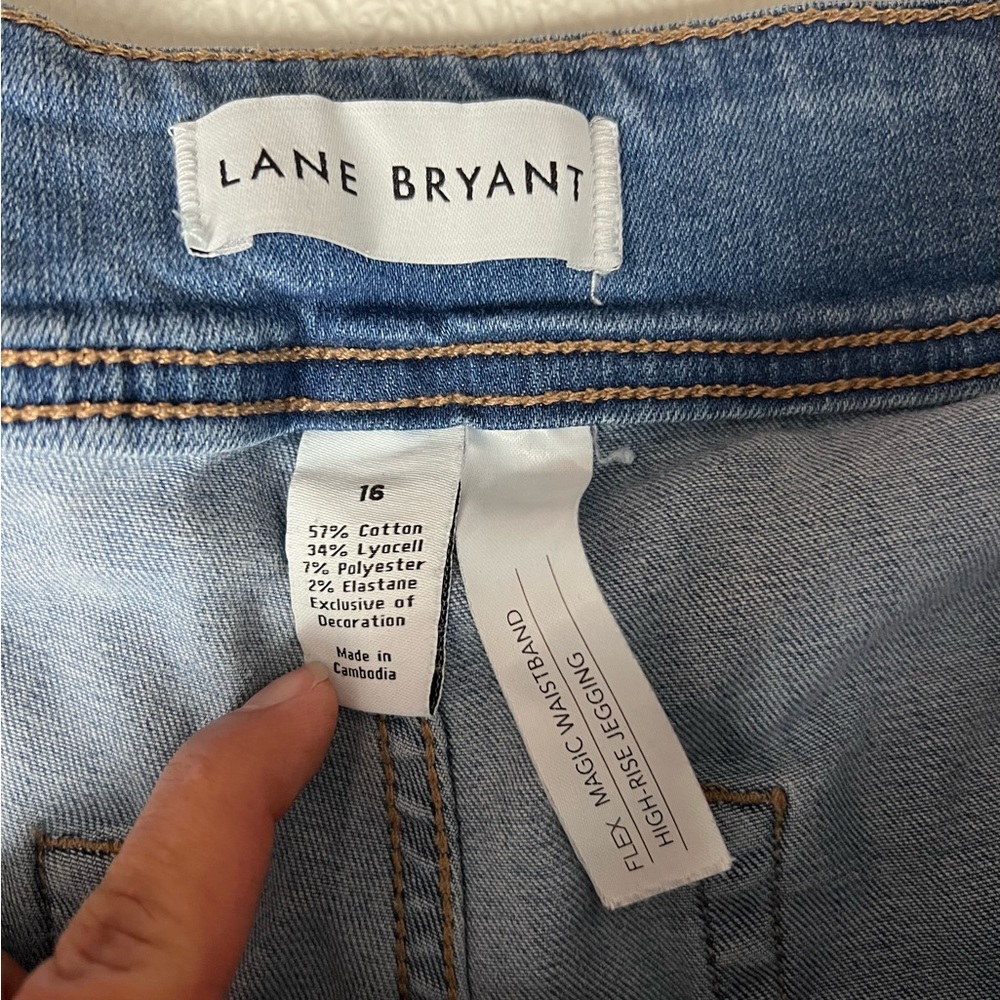 Lane Bryant Light Wash Flex Magic Waist Band High Rise Lace Jegging Size 16 - Picture 8 of 10